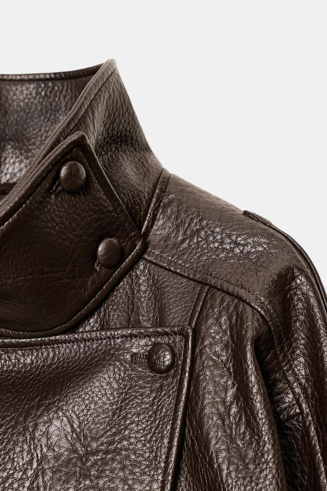 KAYO | STRUCTURED TEXTURED FAUX-LEATHER HIGH-COLLAR