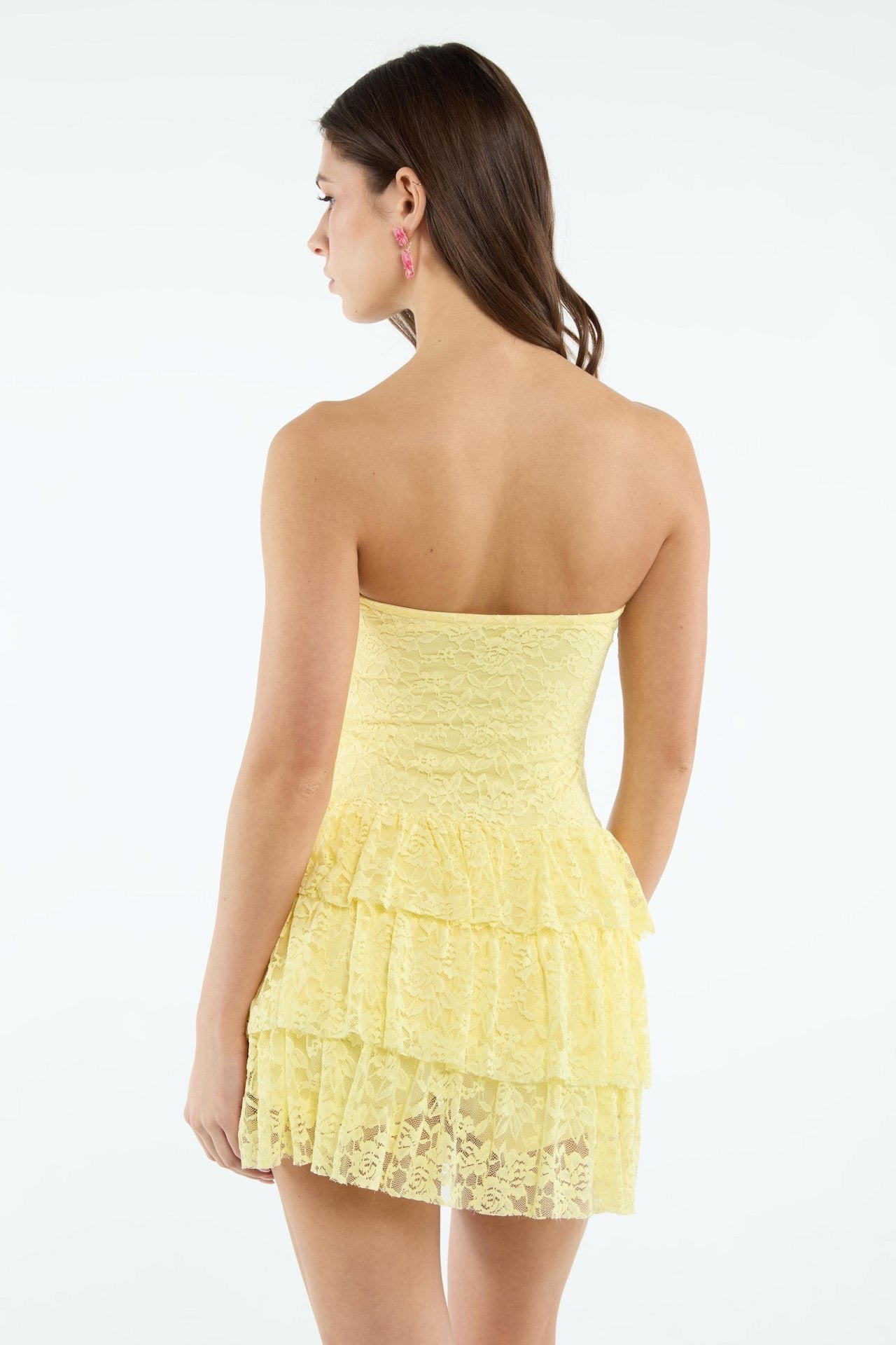KAYO | YELLOW FLORAL LACE MINI DRESS
