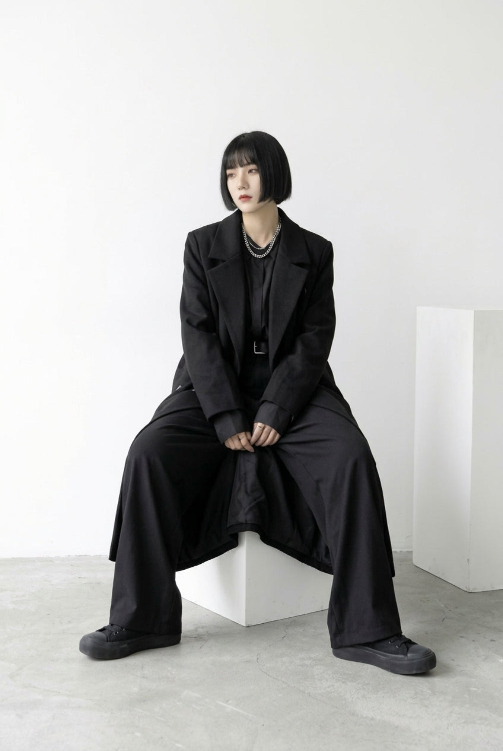 KAYO | BLACK DOUBLE-BREASTED TRENCH COAT