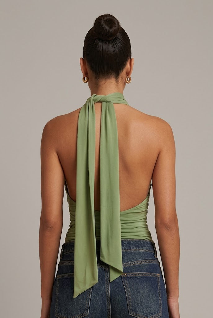 KAYO | SAGE GREEN HALTER TOP