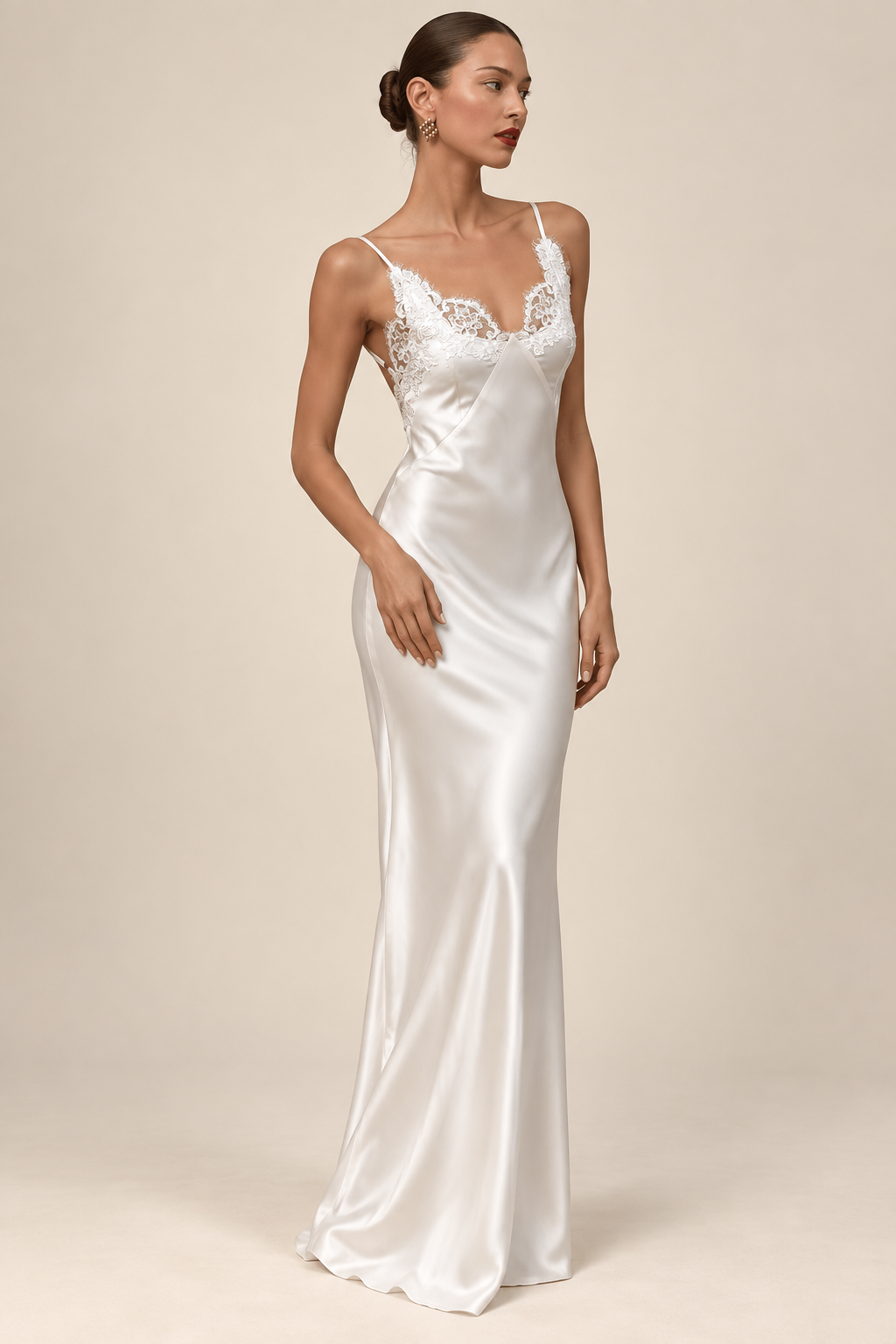 KAYO | SATIN AND LACE MAXI DRESS