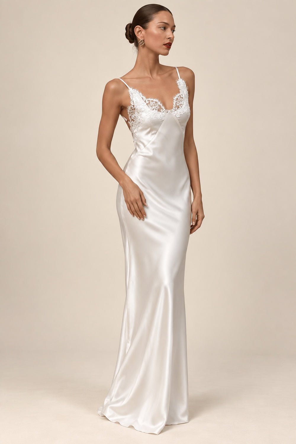 KAYO | SATIN AND LACE MAXI DRESS