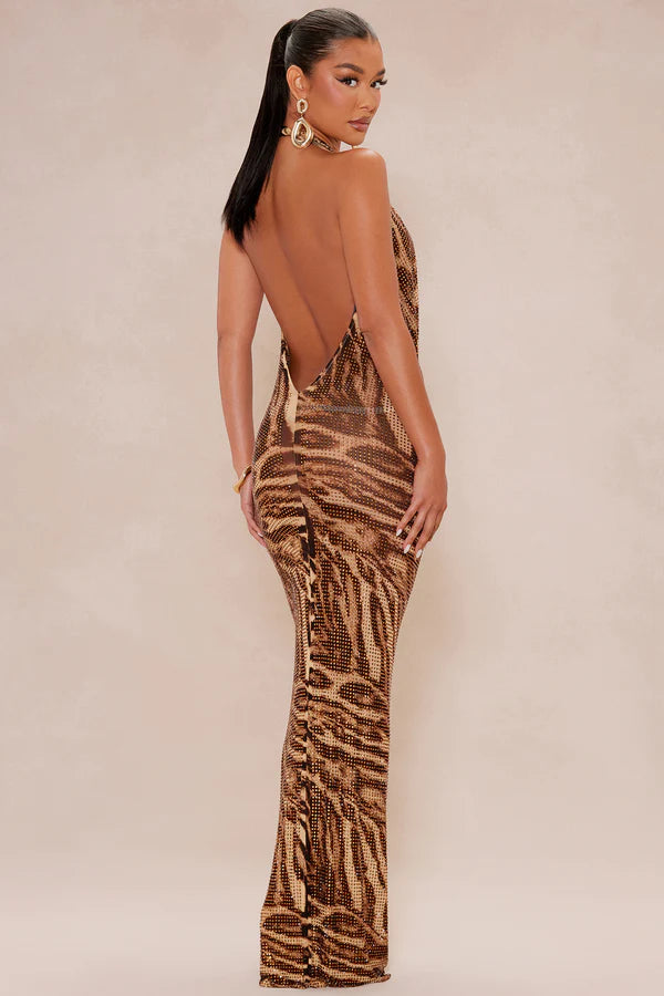 KAYO | SEQUIN LEOPARD MAXI DRESS