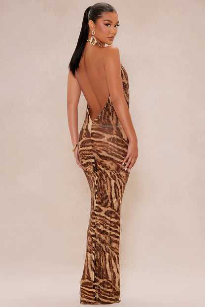 KAYO | SEQUIN LEOPARD MAXI DRESS