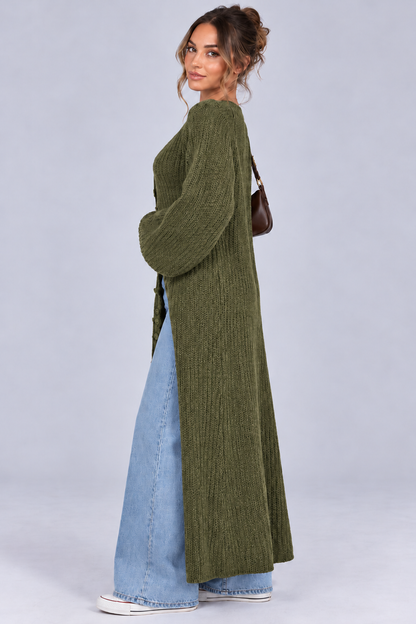 KAYO | LONGLINE RIBBED KNIT CARDIGAN