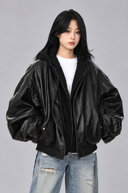 KAYO | OVERSIZED FAUX LEATHER JACKET