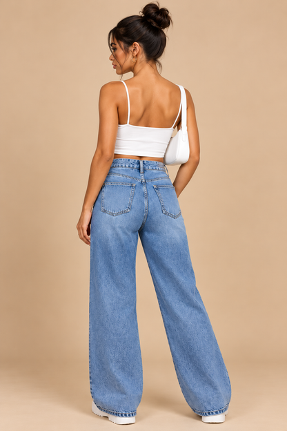 KAYO | DISTRESSED WIDE-LEG JEANS