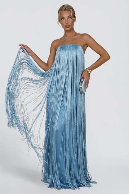 KAYO | STRAPLESS FRINGE MAXI DRESS