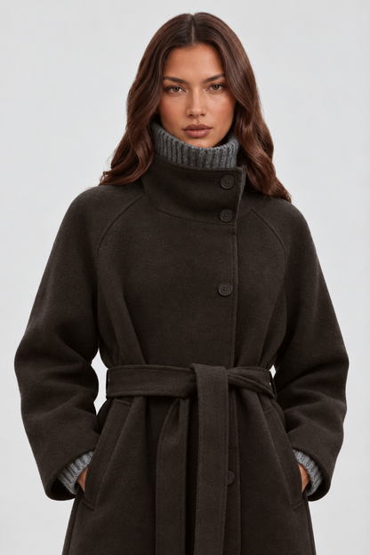 KAYO | LANGER WOLLMANTEL MIT GÜRTEL