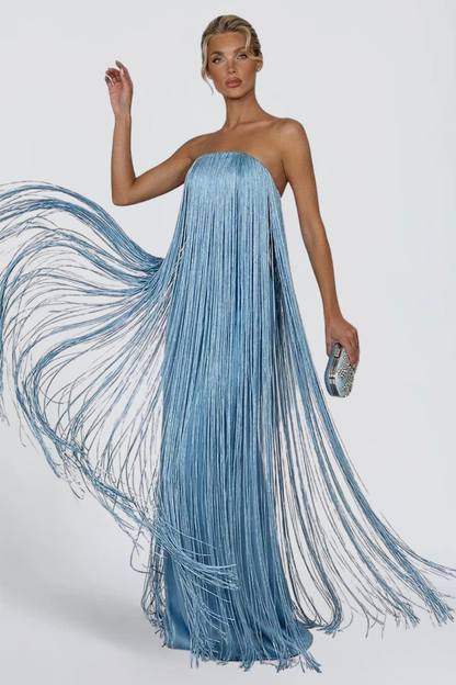KAYO | STRAPLESS FRINGE MAXI DRESS