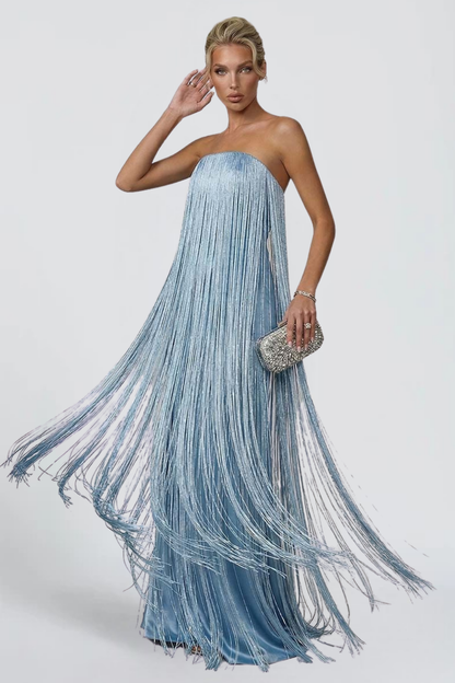 KAYO | STRAPLESS FRINGE MAXI DRESS