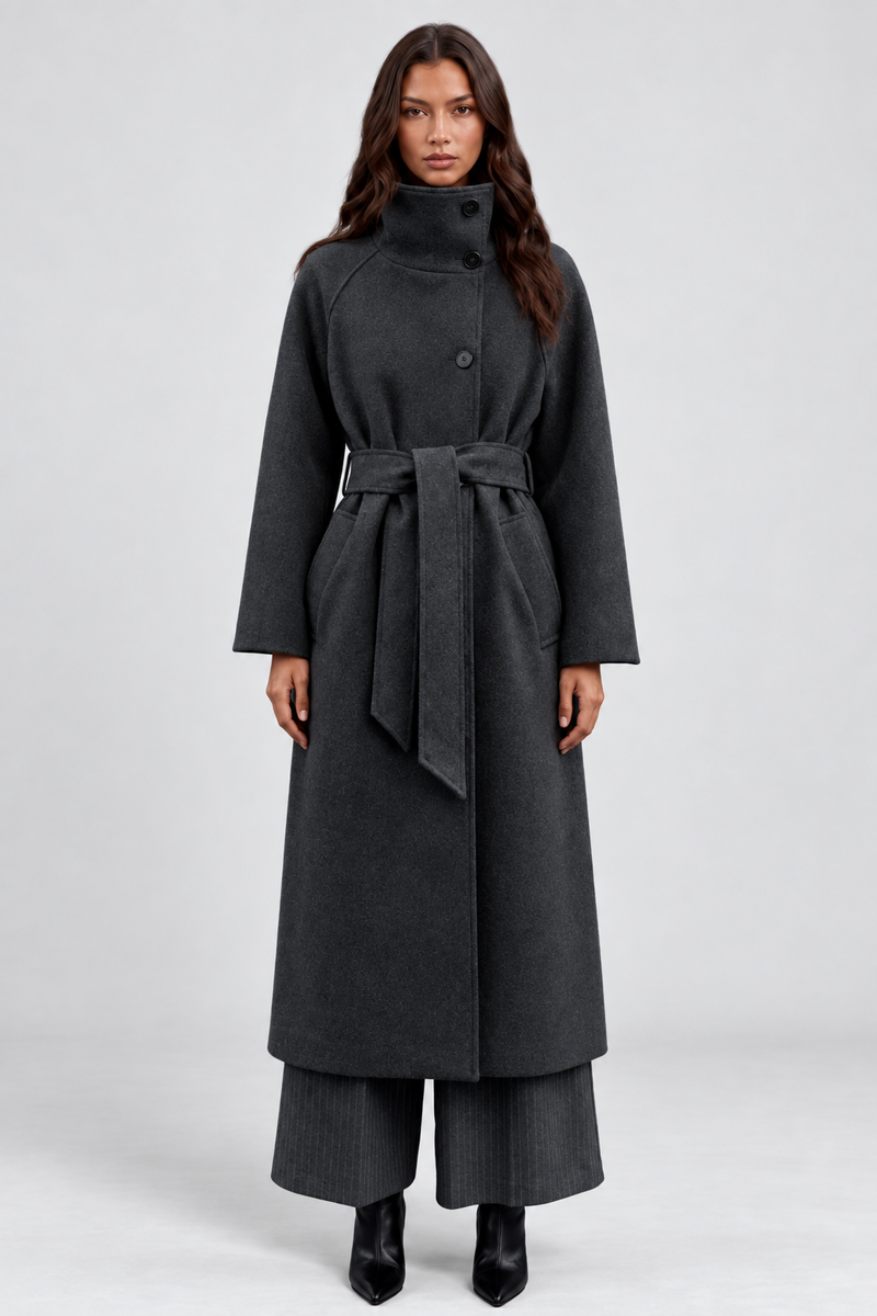 KAYO | MANTEAU LONG EN LAINE CEINTURÉ