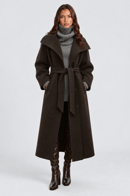 KAYO | LANGER WOLLMANTEL MIT GÜRTEL