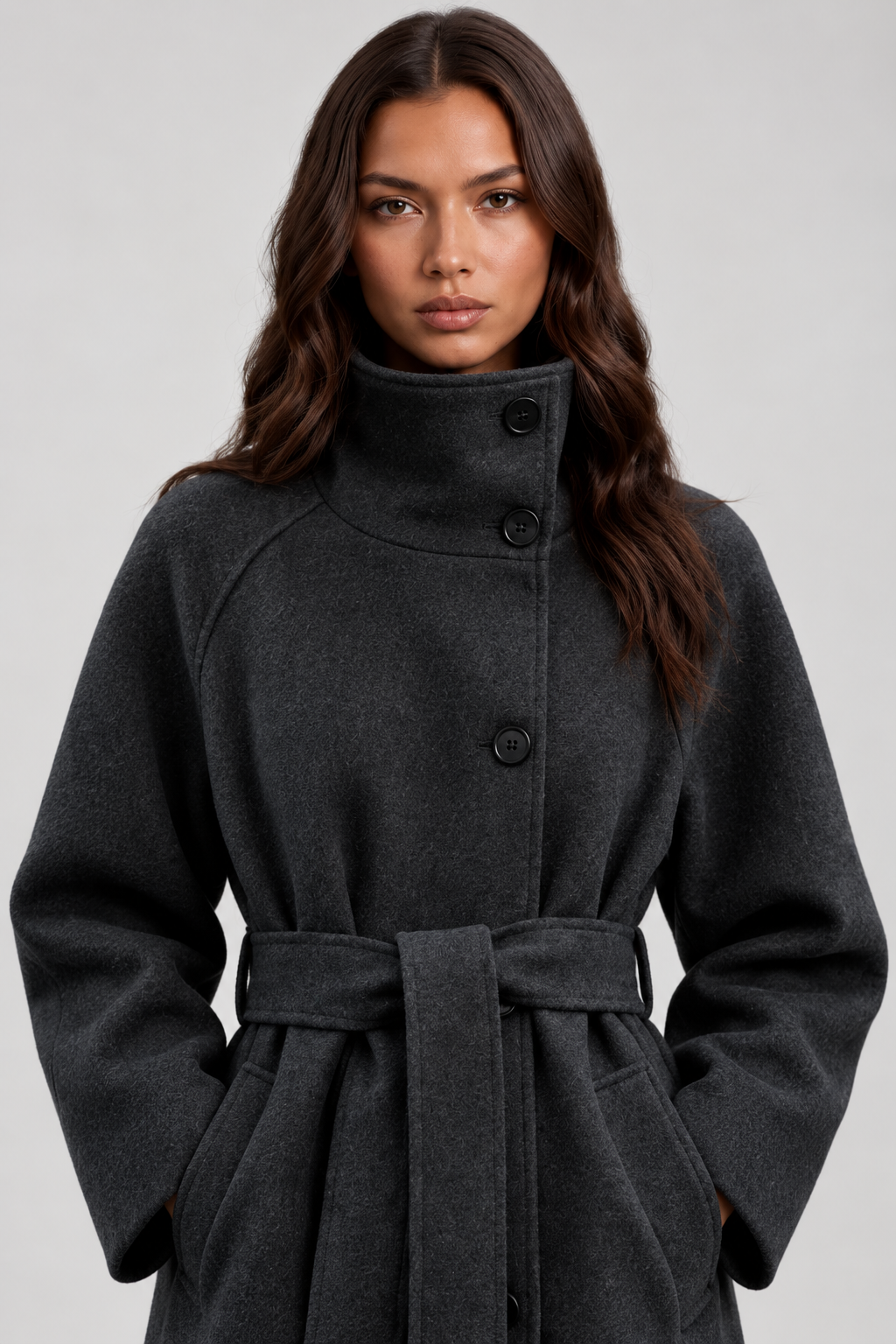 KAYO | LANGER WOLLMANTEL MIT GÜRTEL