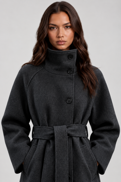 KAYO | LANGER WOLLMANTEL MIT GÜRTEL