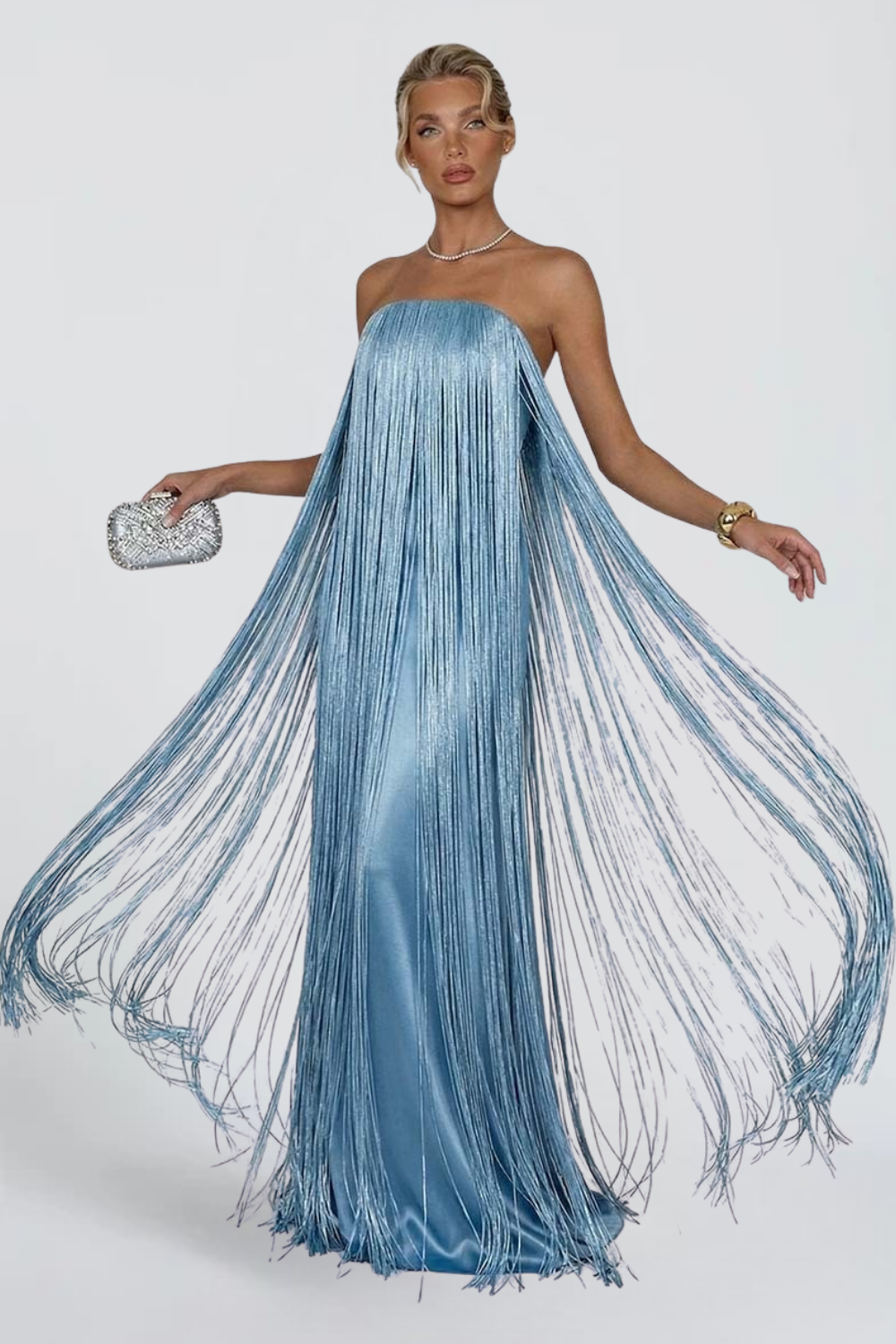 KAYO | STRAPLESS FRINGE MAXI DRESS