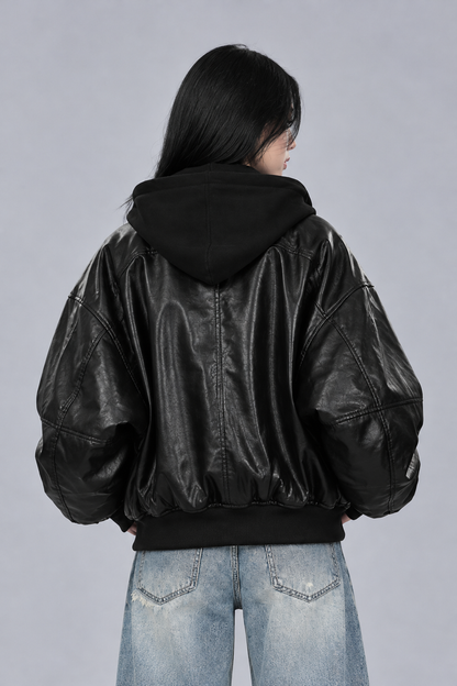 KAYO | OVERSIZED FAUX LEATHER JACKET