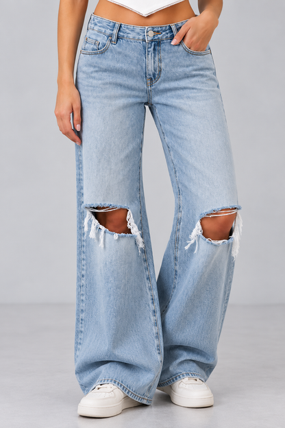 KAYO | DESTROYED-JEANS MIT WEITEM BEIN