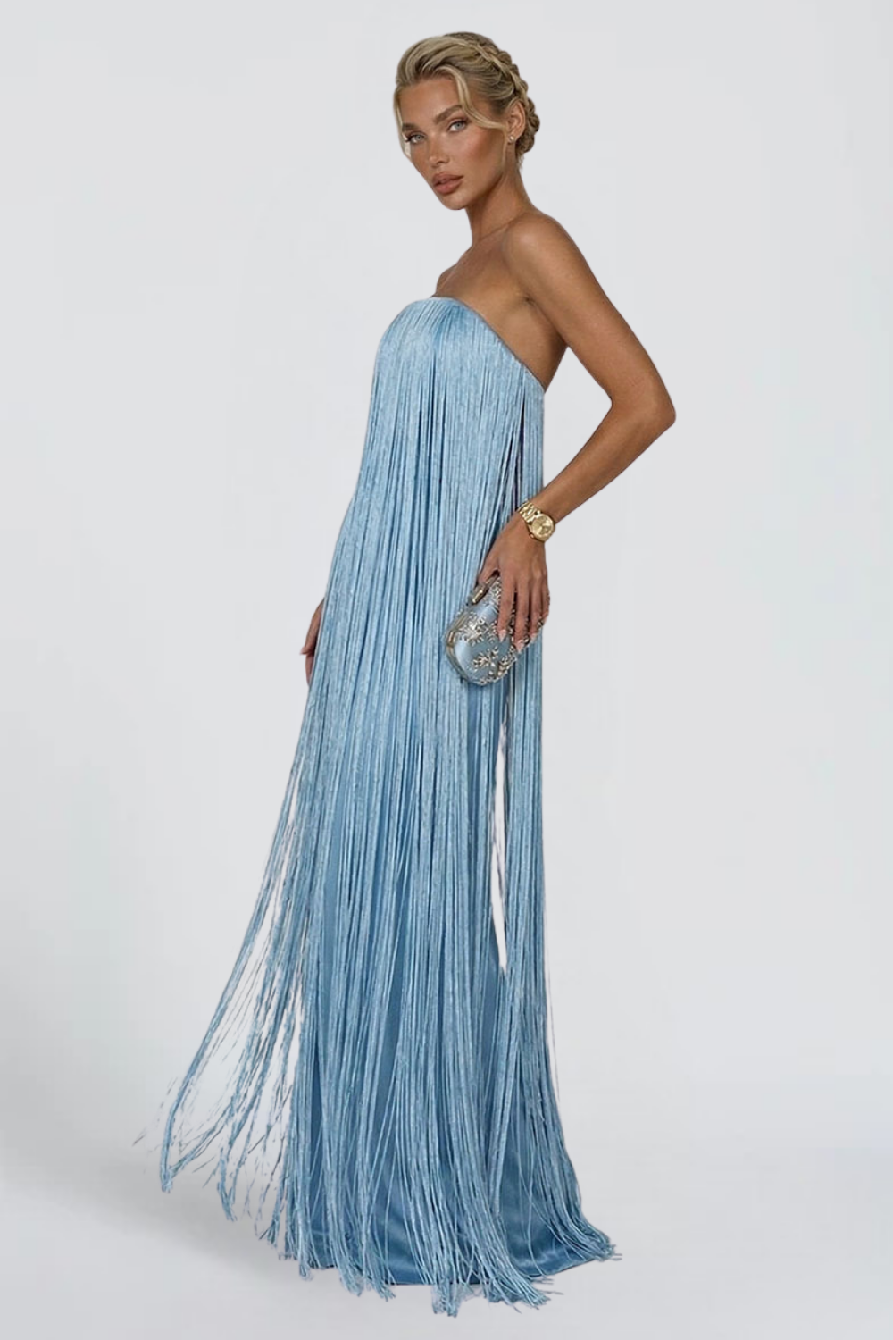 KAYO | STRAPLESS FRINGE MAXI DRESS