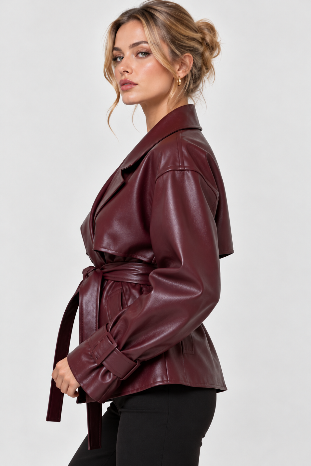 KAYO | WAIST-CINCHING PU LEATHER BELTED JACKET