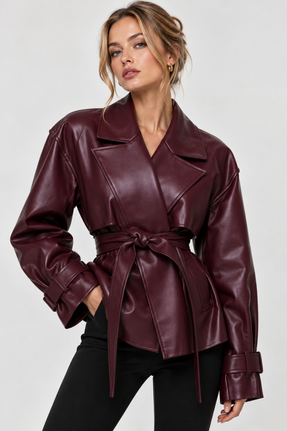 KAYO | WAIST-CINCHING PU LEATHER BELTED JACKET
