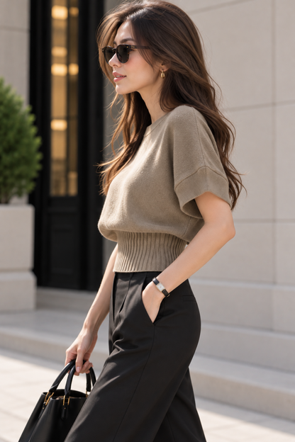 KAYO | HALF-HIGH NECK BATWING SLEEVE KNIT TOP