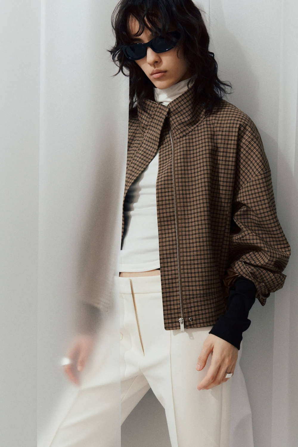 KAYO | CHECKED FUNNEL-NECK JACKET