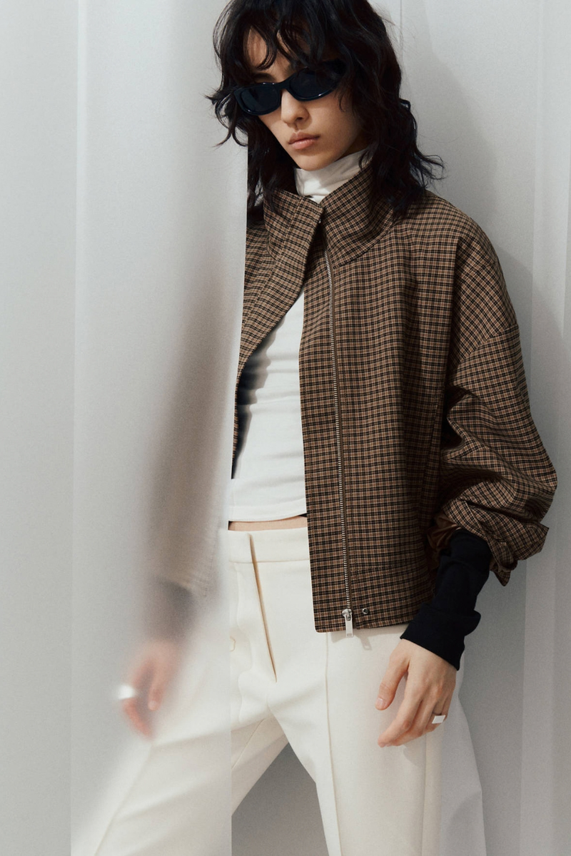 KAYO | CHECKED FUNNEL-NECK JACKET
