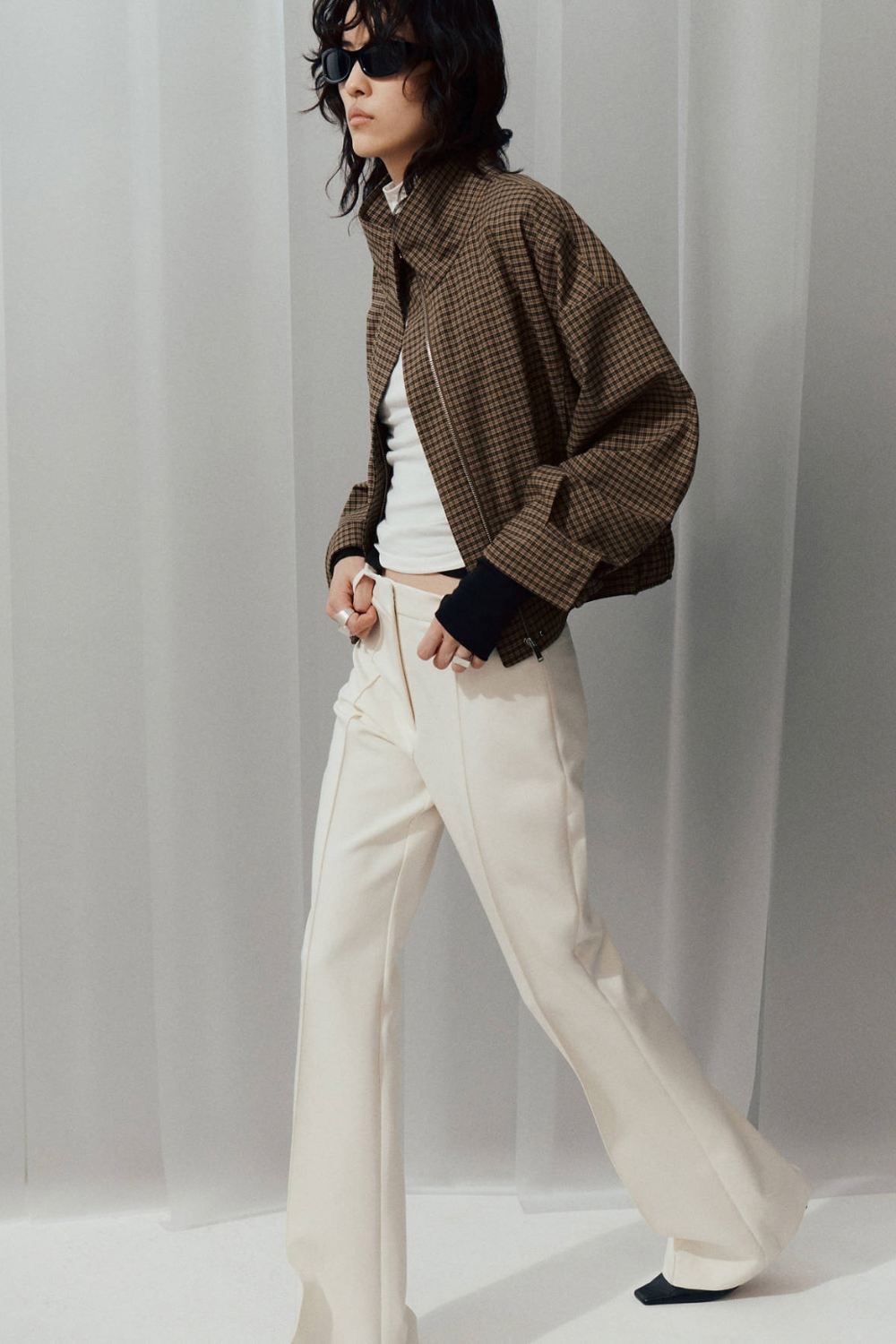 KAYO | CHECKED FUNNEL-NECK JACKET