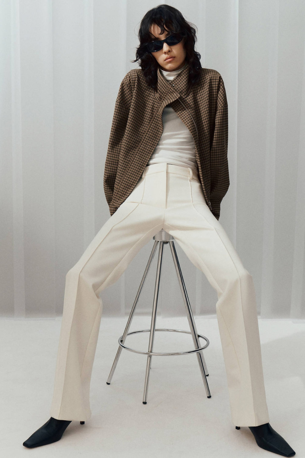 KAYO | CHECKED FUNNEL-NECK JACKET