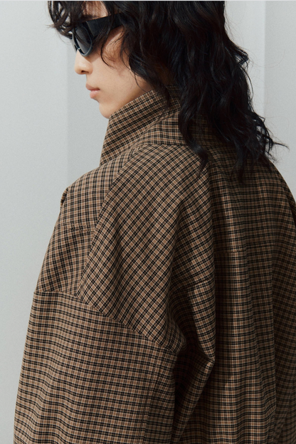 KAYO | CHECKED FUNNEL-NECK JACKET