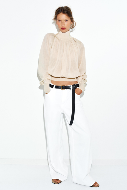 KAYO | FLOWING COMBINED KNIT BLOUSE