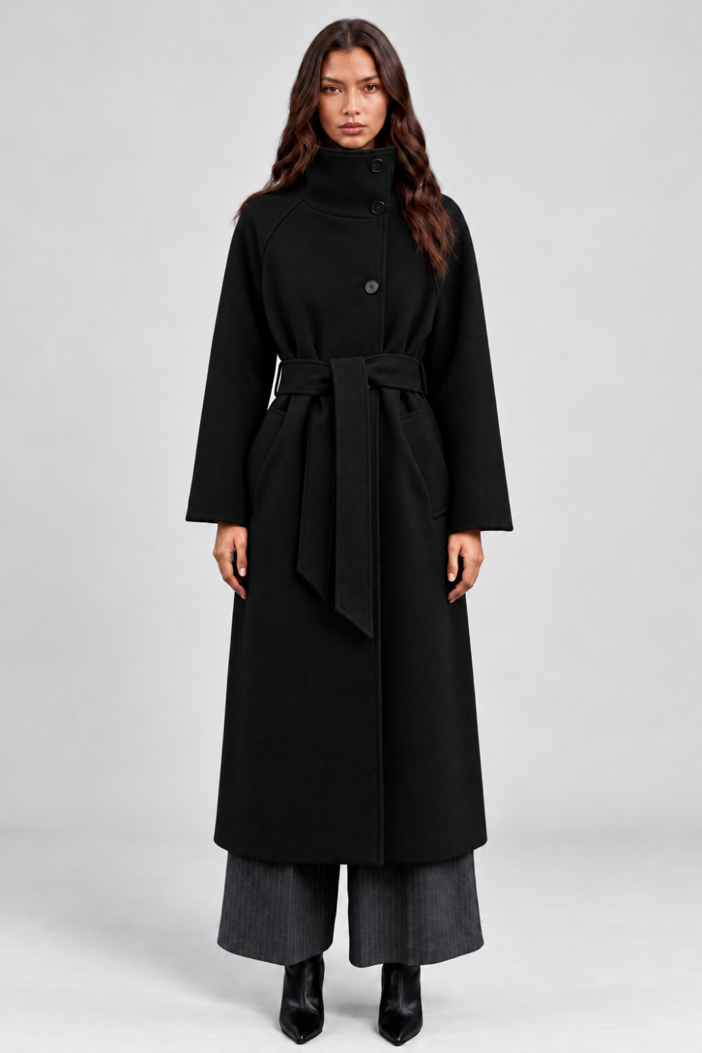 KAYO | CAPPOTTO LUNGO IN MISTO LANA CON CINTURA
