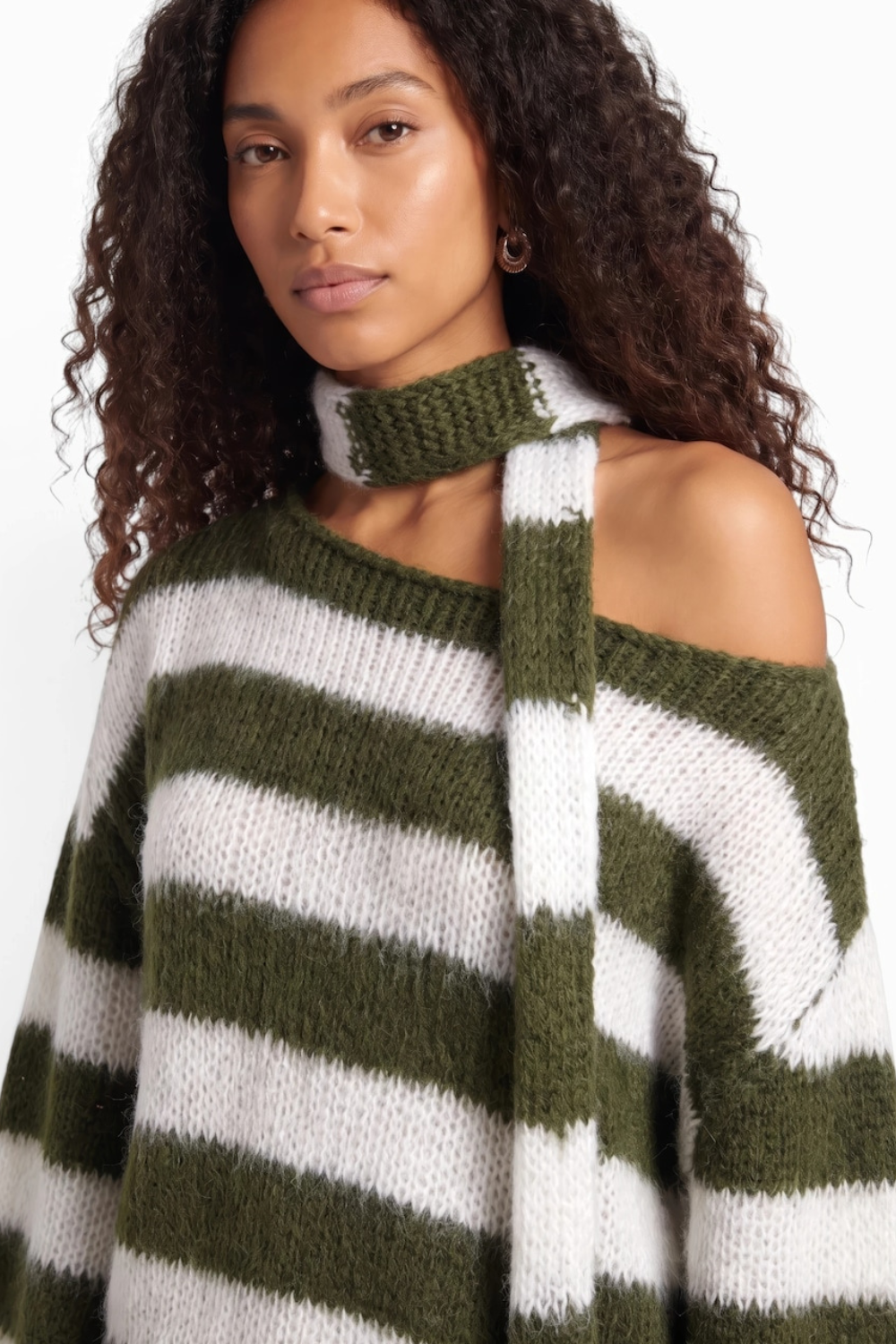 KAYO | MILLANE GREEN STRIPED SCARF SWEATER