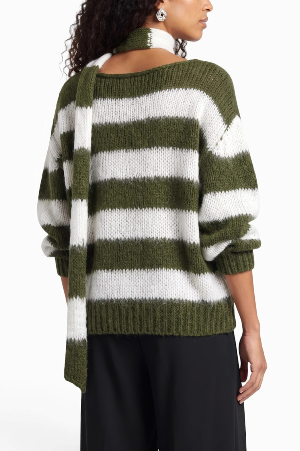 KAYO | MILLANE GREEN STRIPED SCARF SWEATER
