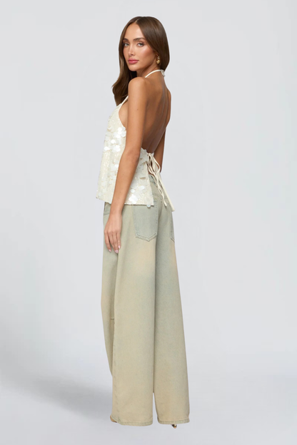 KAYO | WHITE SEQUIN TOP