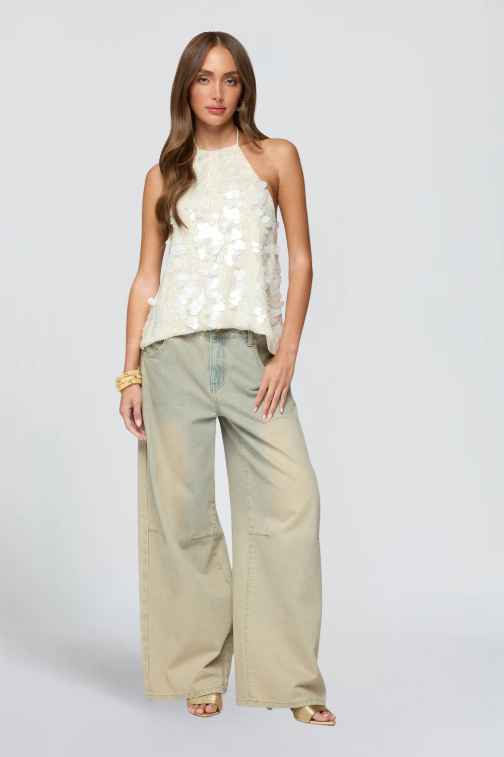 KAYO | WHITE SEQUIN TOP