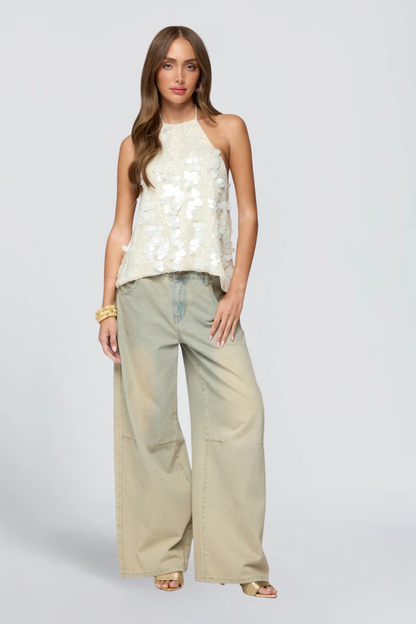 KAYO | WHITE SEQUIN TOP