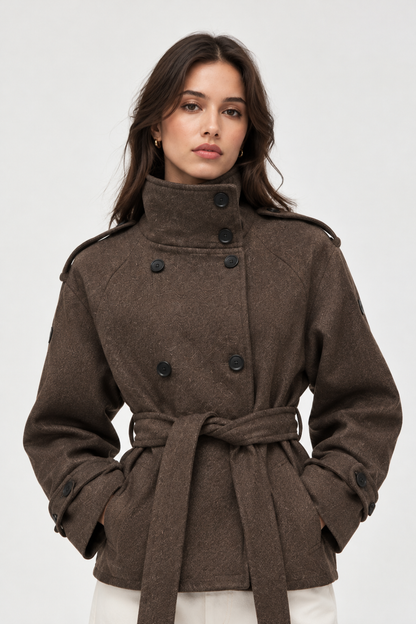 KAYO | DOUBLE-BREASTED BELTED WOOL JACKET