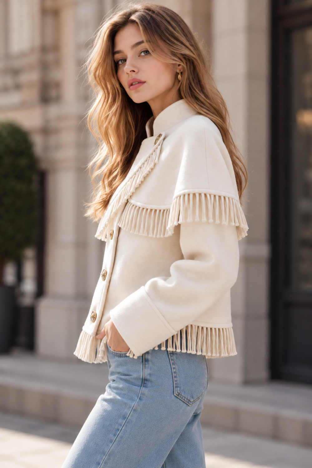 KAYO | FRENCH-STYLE BUTTONED CLOAK JACKET