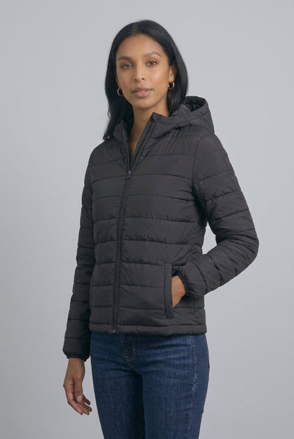 KAYO | SHORT RIBBED HOODED GOOSE DOWN JACKET