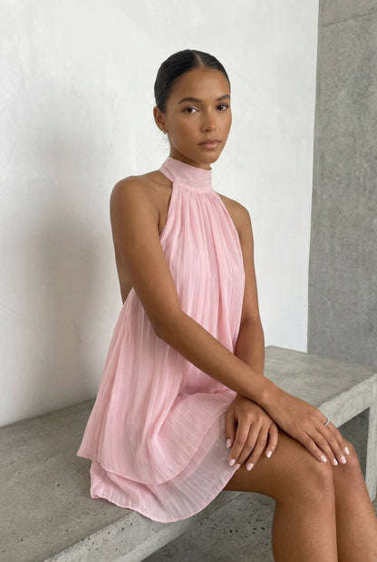 KAYO | SLEEVELESS HALTER NECK TIE-STRAP DRESS