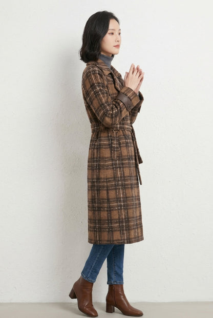 KAYO | PLAID WOOL CHECKERED TRENCH COAT