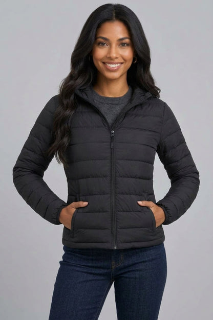 KAYO | SHORT RIBBED HOODED GOOSE DOWN JACKET