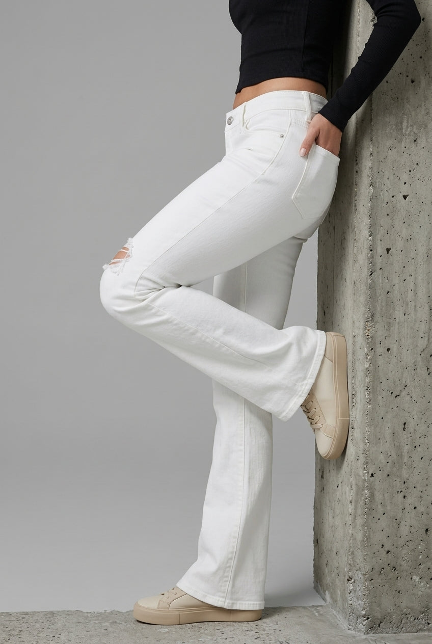 KAYO | LOW-WAIST DISTRESSED BOOTCUT JEANS
