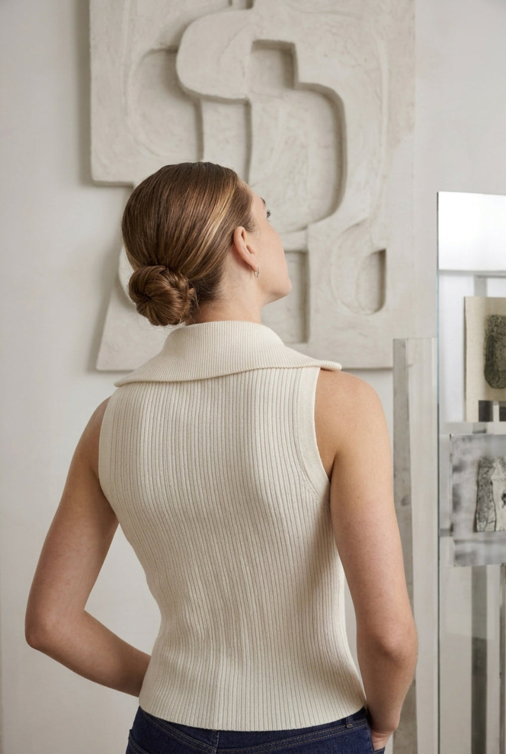 KAYO | GILET SANS MANCHES ZIPPÉ EN MAILLE RÉTRO À COL MONTANT