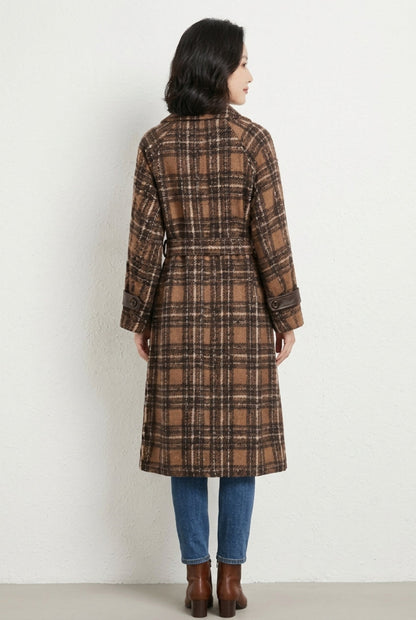 KAYO | PLAID WOOL CHECKERED TRENCH COAT