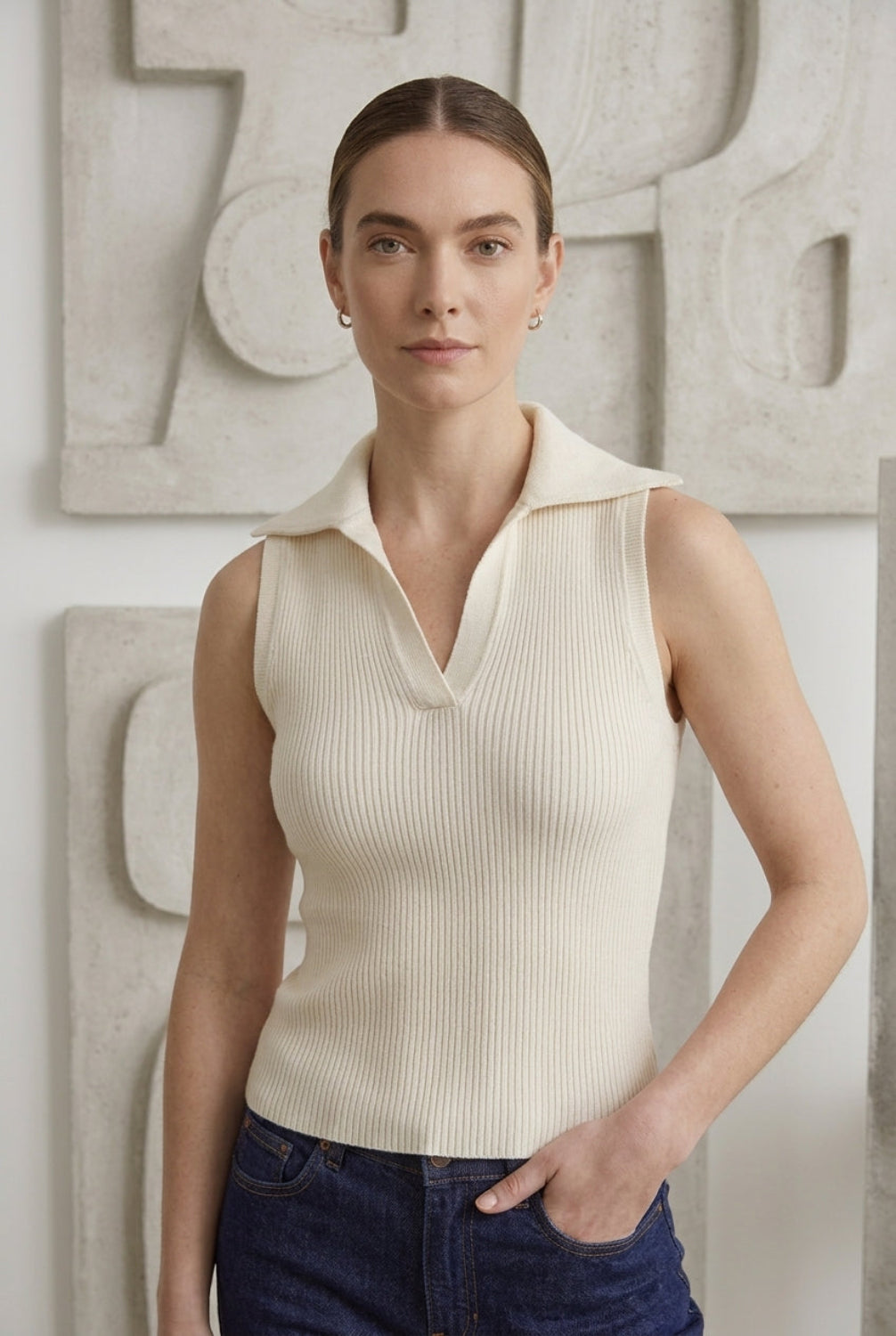 KAYO | GILET SANS MANCHES ZIPPÉ EN MAILLE RÉTRO À COL MONTANT