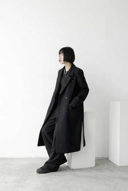 KAYO | BLACK DOUBLE-BREASTED TRENCH COAT