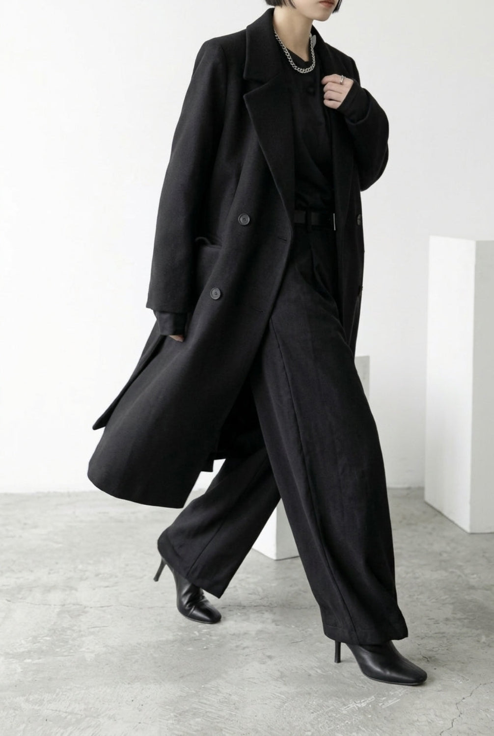 KAYO | BLACK DOUBLE-BREASTED TRENCH COAT